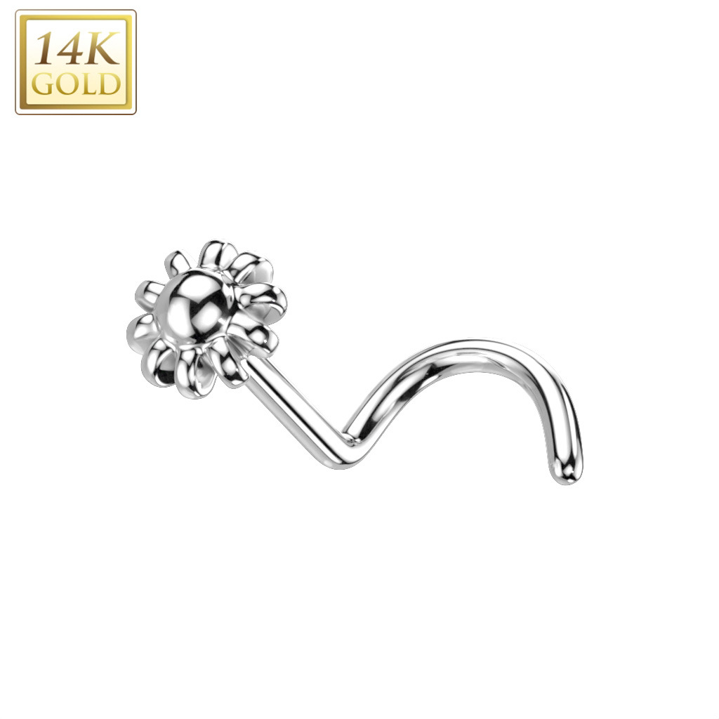 Šperky4U Zlatý piercing do nosu - kytička, Au 585/1000 - ZL01239-WG