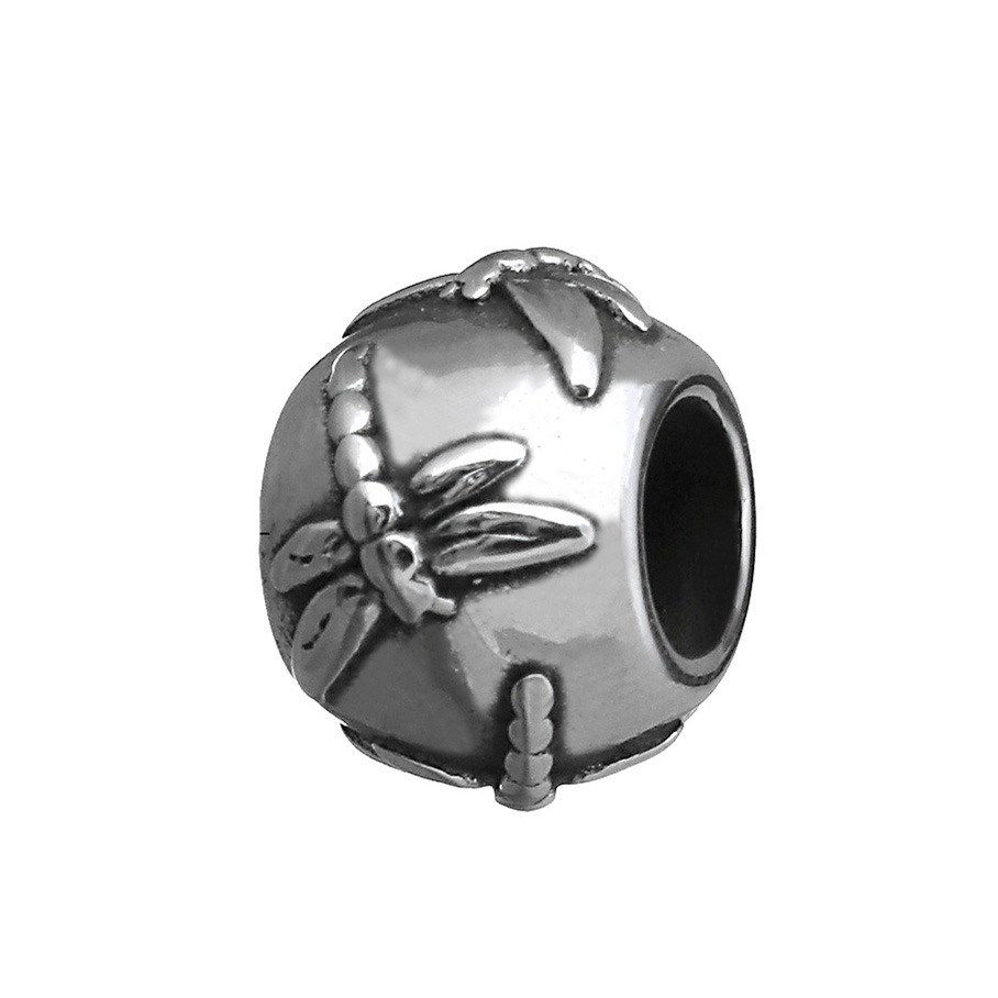 Šperky4U Navlékací ocelový přívěšek korálek s vážkami - K0107