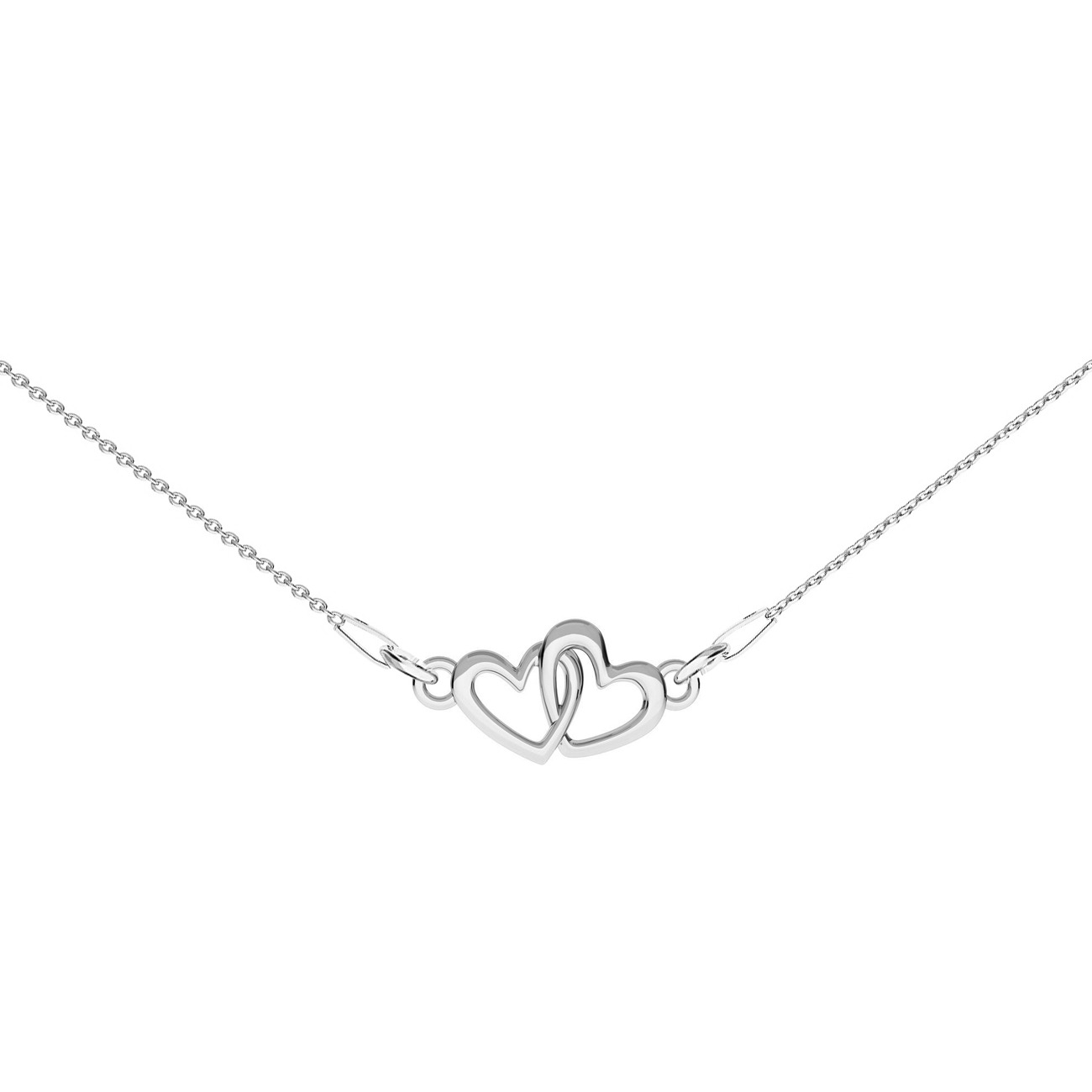 NUBIS® Stříbrný náhrdelník s propojenými srdíčky - NB-0440