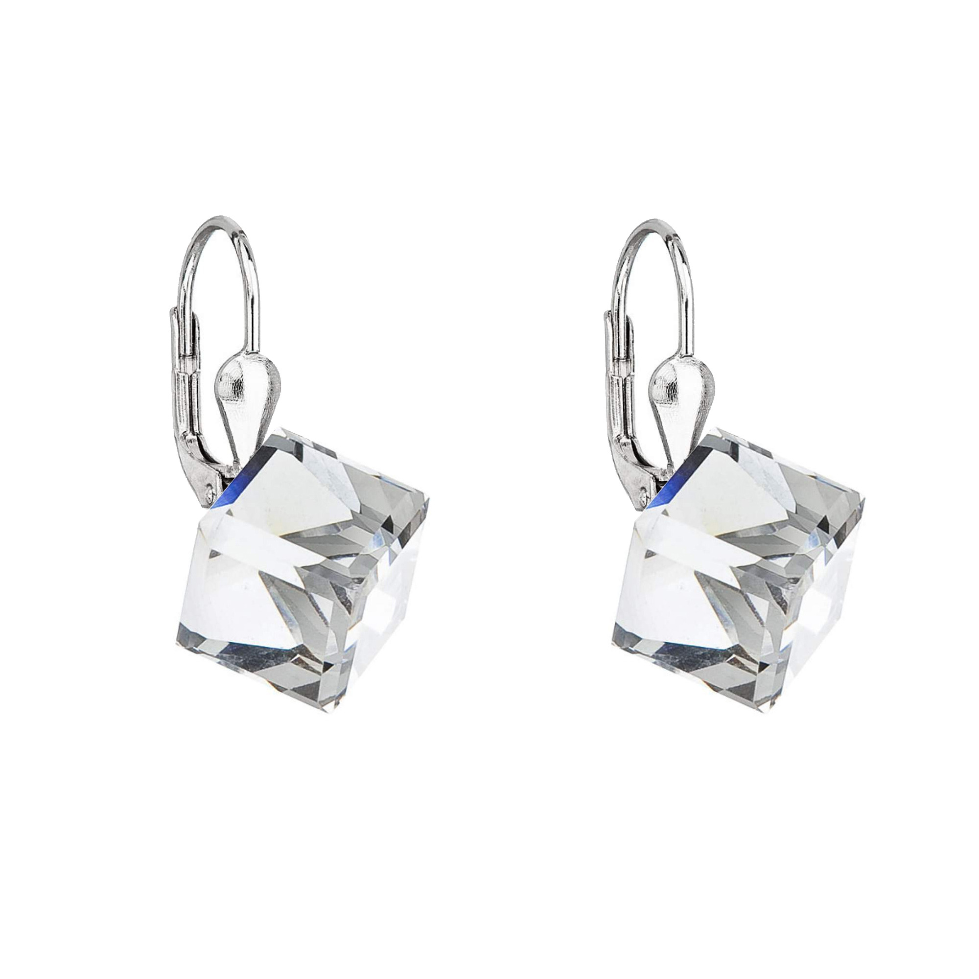 Strieborné náušnice kocky Crystals from Swarovski® Crystal