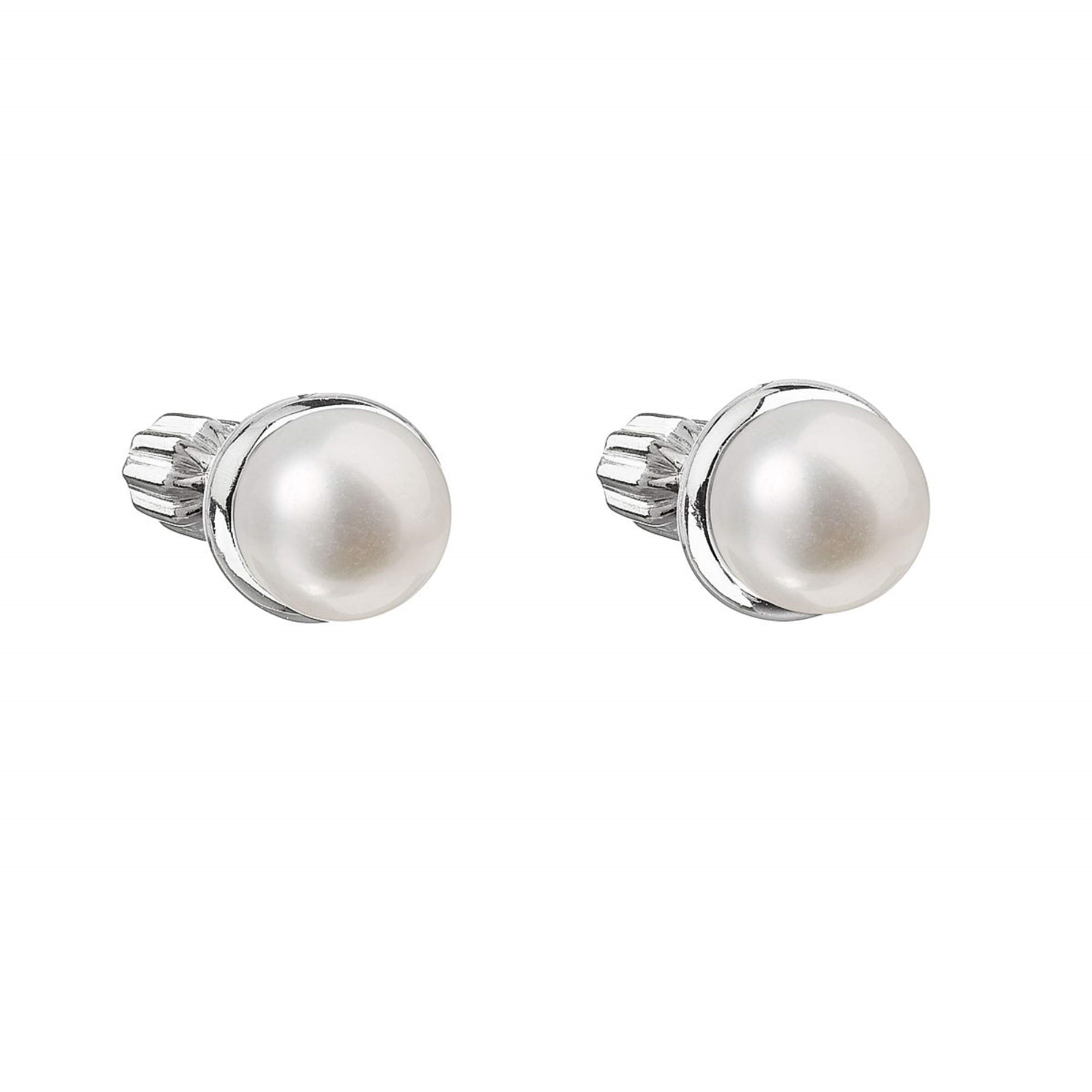 Strieborné náušnice kôstky s bielou riečnou perlou