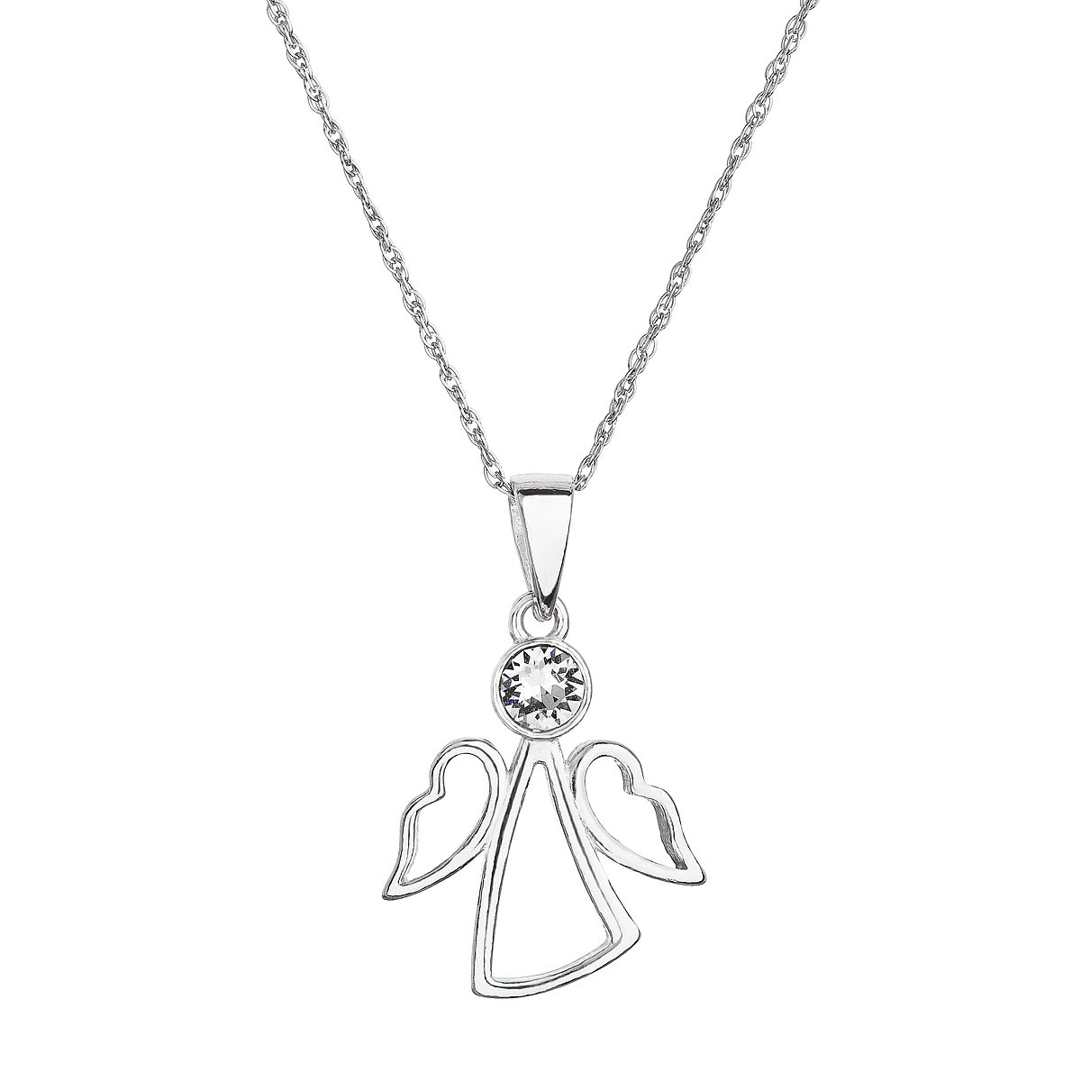 Strieborný náhrdelník anjel so Swarovski kryštálom