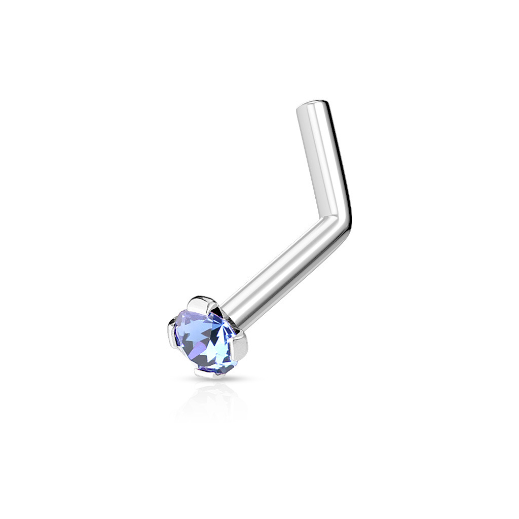Šperky4U Zahnutý piercing do nosu 2mm zirkon - N01152-B
