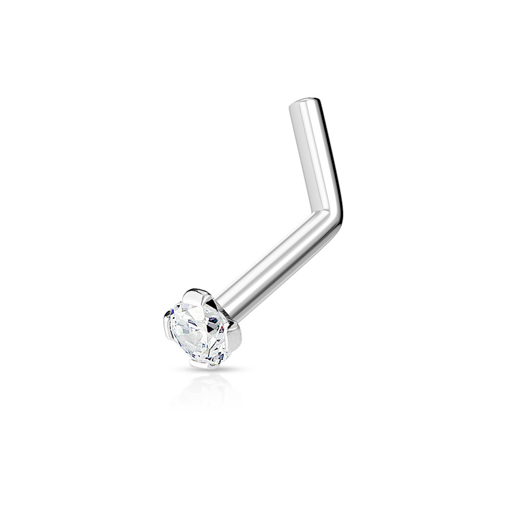 Šperky4U Zahnutý piercing do nosu 2mm zirkon - N01152-C