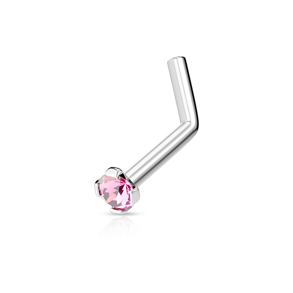 Šperky4U Zahnutý piercing do nosu 2mm zirkon - N01152-P