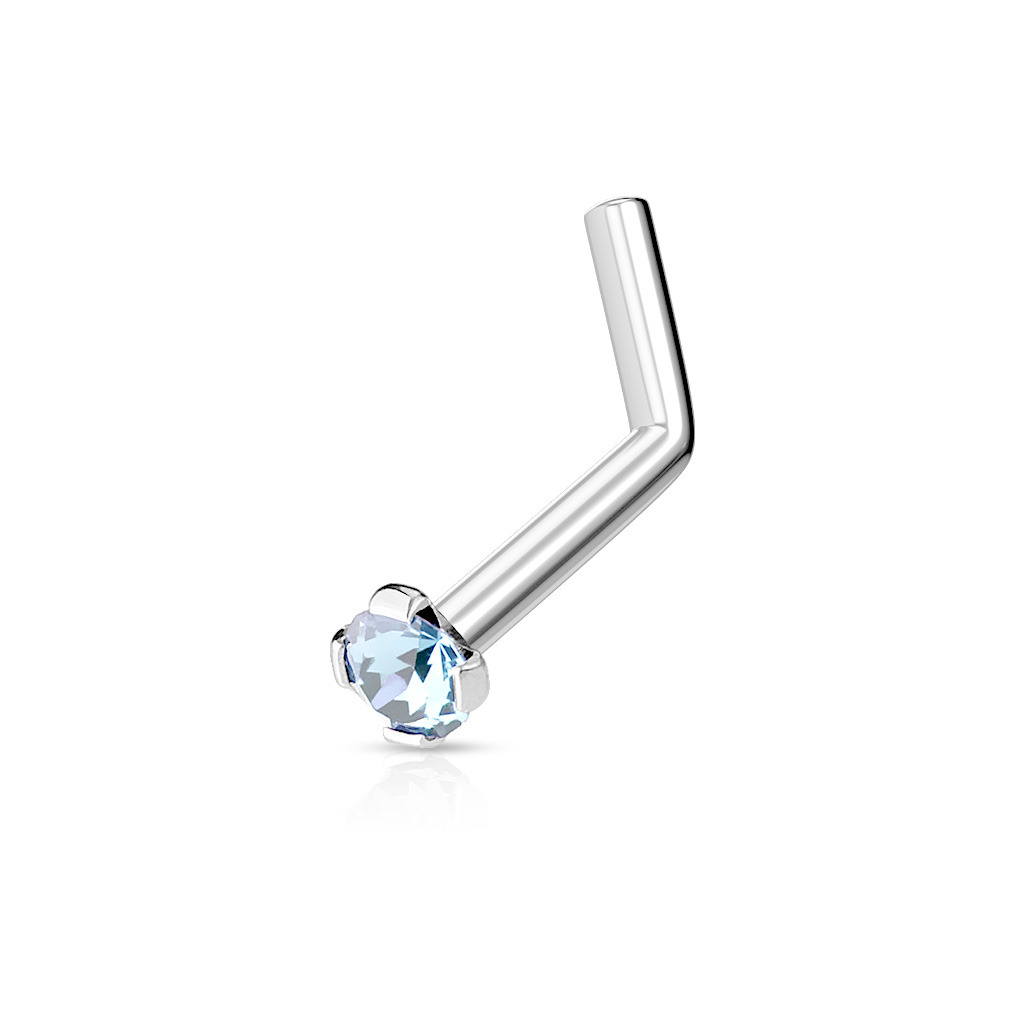Šperky4U Zahnutý piercing do nosu 2mm zirkon - N01152-Q