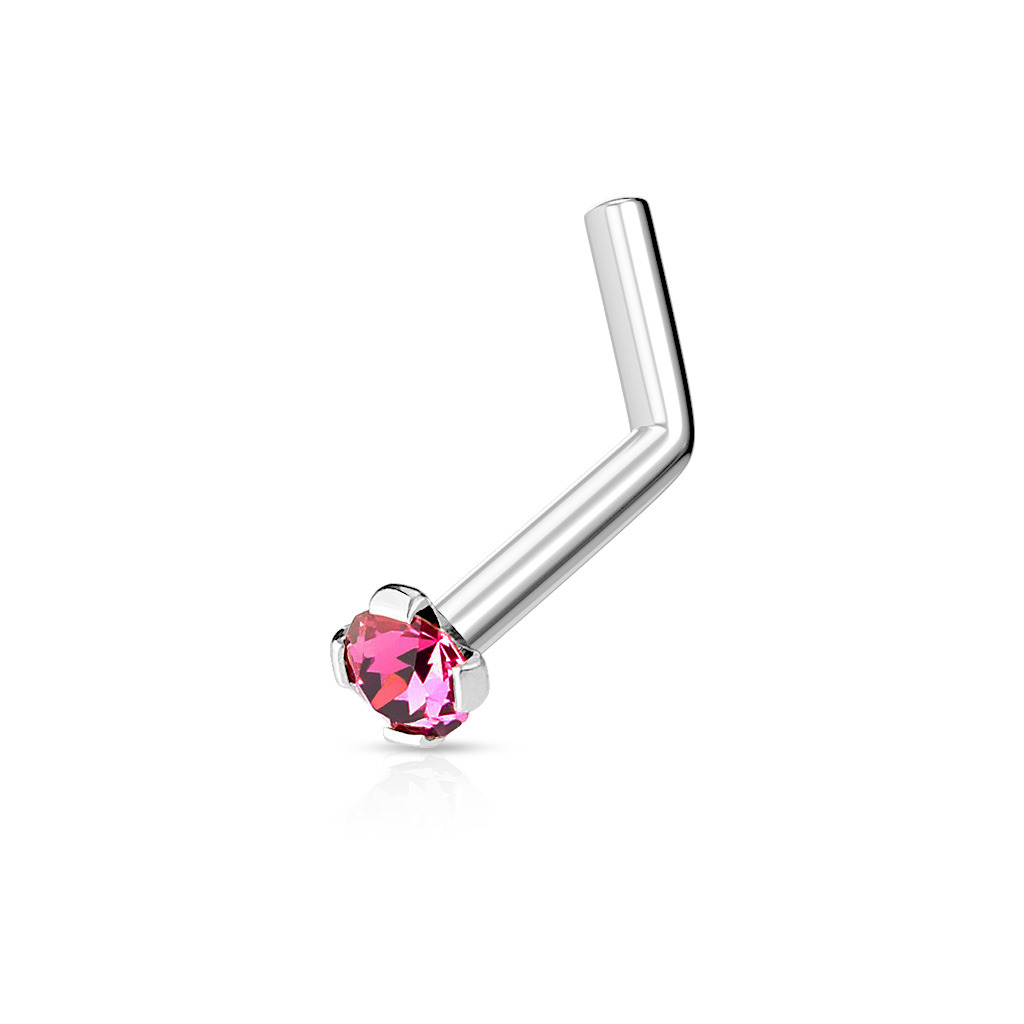 Šperky4U Zahnutý piercing do nosu 2mm zirkon - N01152-F