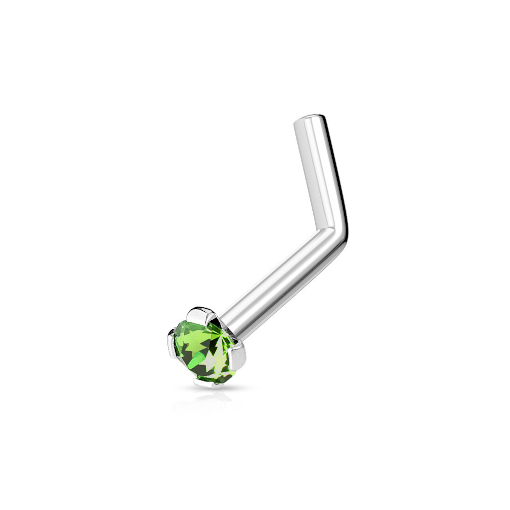 Šperky4U Zahnutý piercing do nosu 2mm zirkon - N01152-G