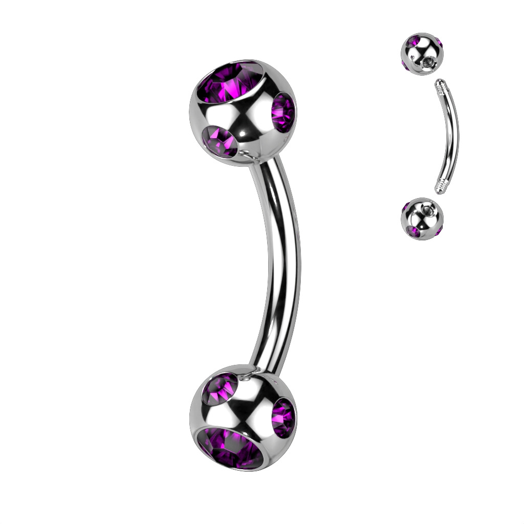 Šperky4U Piercing do obočí - kulička s kamínky - OB01093-A