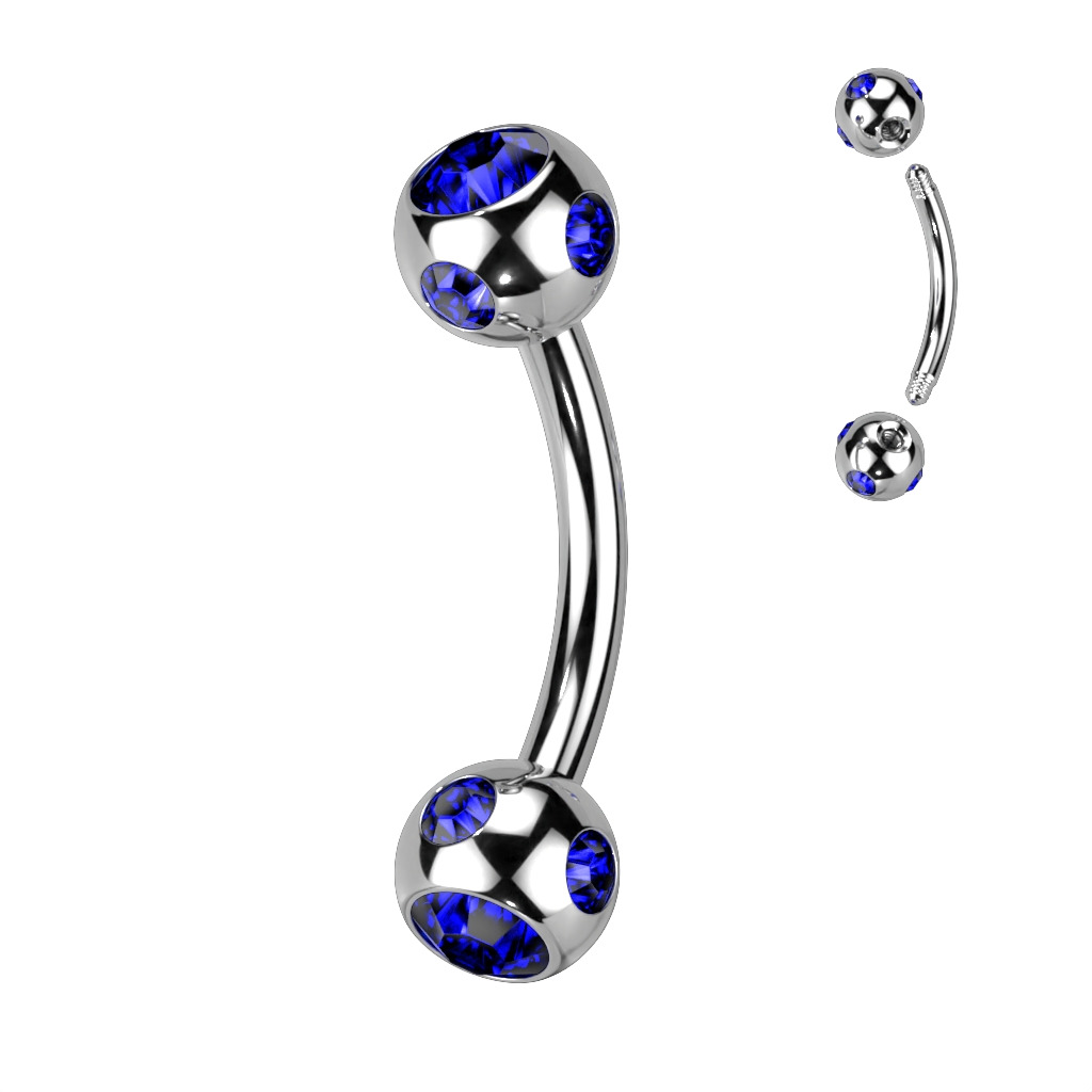 Šperky4U Piercing do obočí - kulička s kamínky - OB01093-B