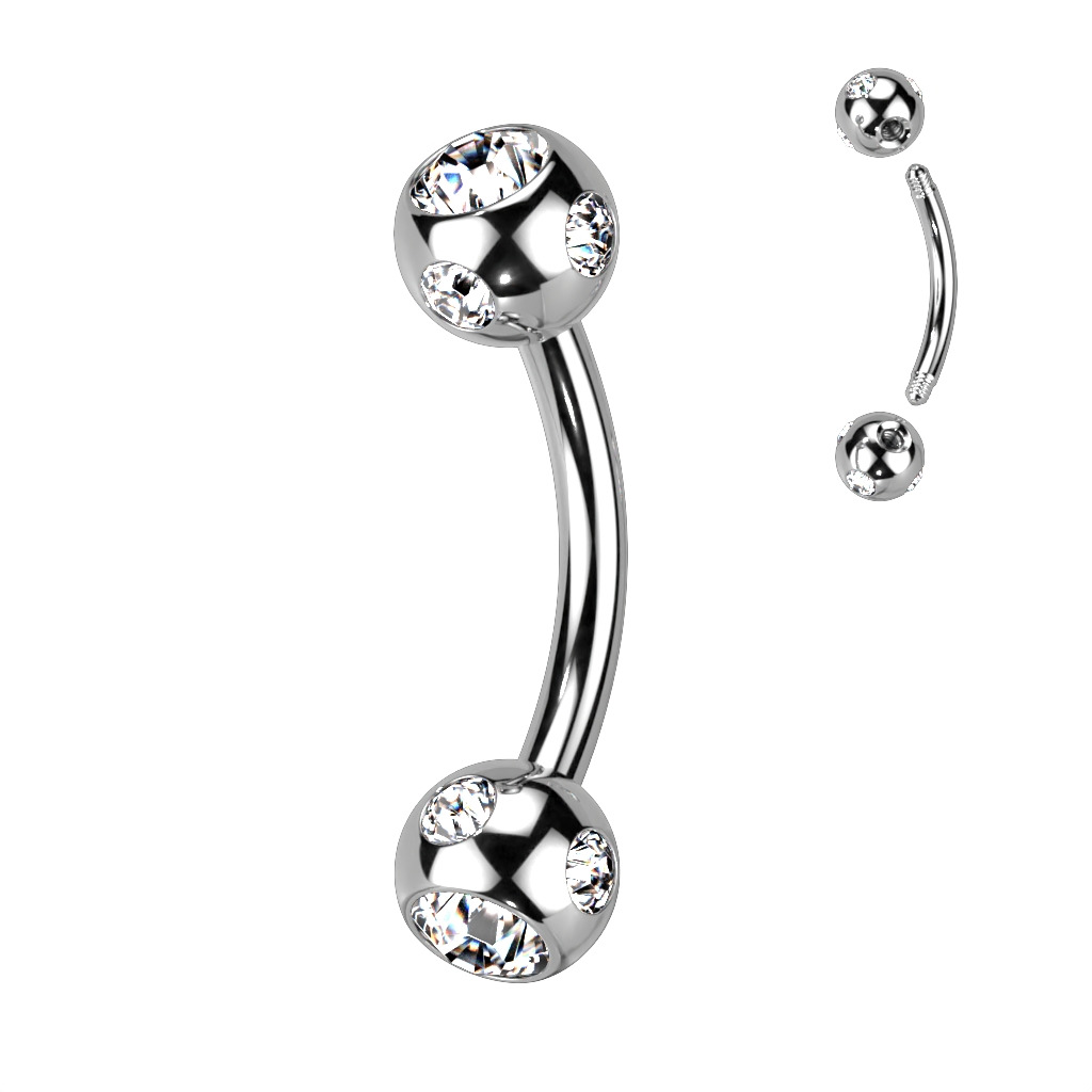 Šperky4U Piercing do obočí - kulička s kamínky - OB01093-C