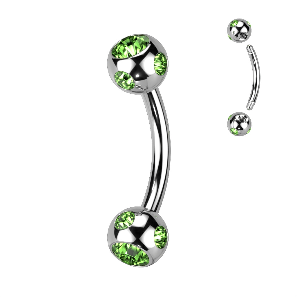 Šperky4U Piercing do obočí - kulička s kamínky - OB01093-G