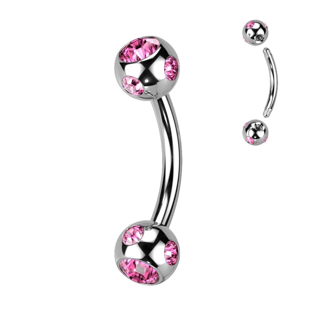 Šperky4U Piercing do obočí - kulička s kamínky - OB01093-P