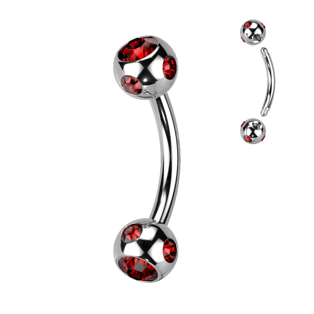 Šperky4U Piercing do obočí - kulička s kamínky - OB01093-R