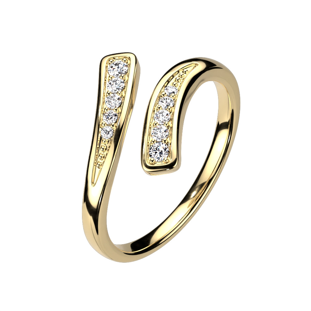 Šperky4U Zlacený prsten na nohu se zirkony - velikost universální - PNB1027-GD