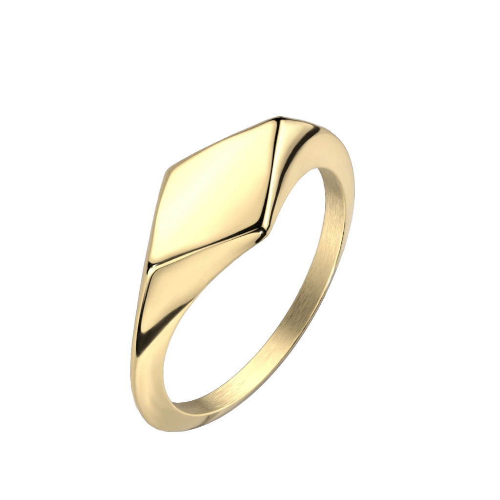 Spikes USA Zlacený ocelový prsten s možností rytiny - velikost 50 - OPR1910-50