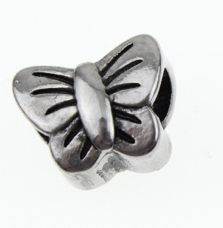 Šperky4U Navlékací ocelový přívěšek korálek - motýlek - K0127