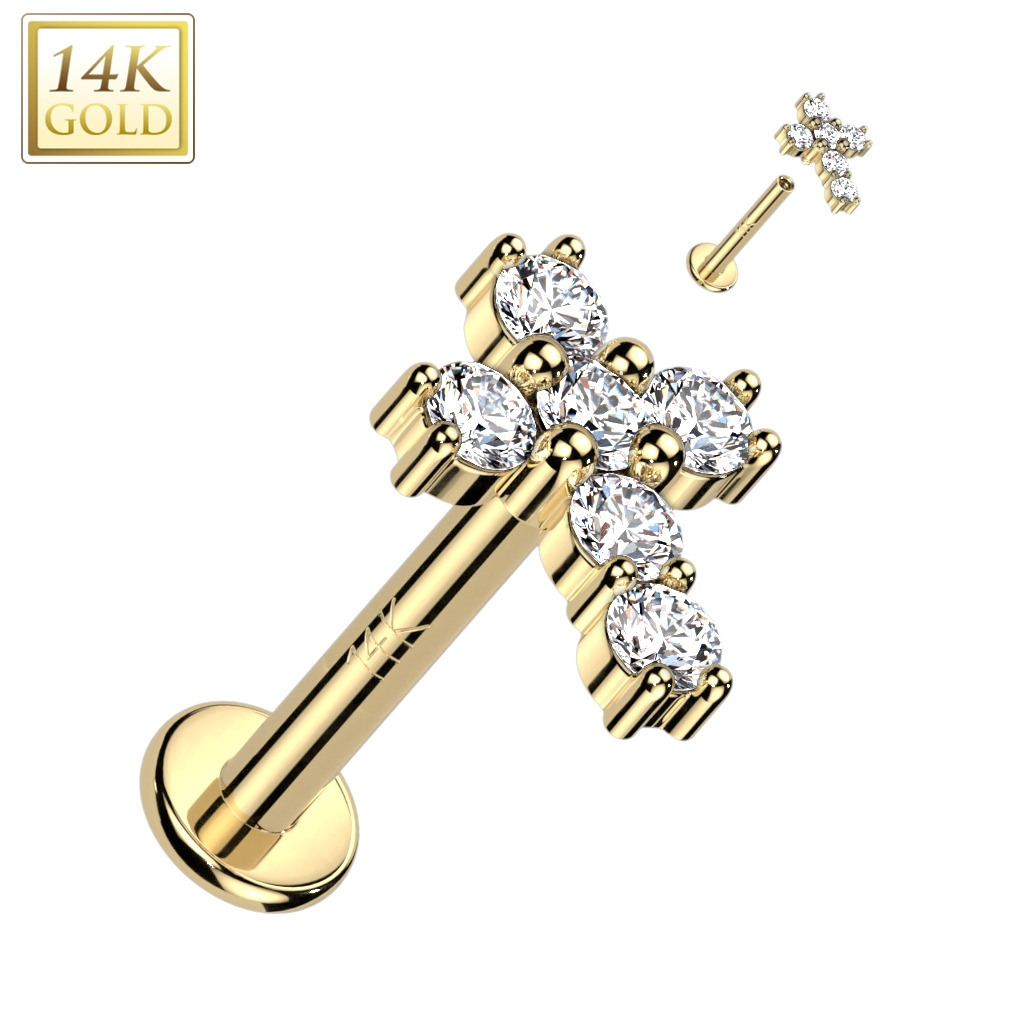 Šperky4U Zlatý piercing do brady - labreta, Au 585/1000 - ZL01249-1206-YG