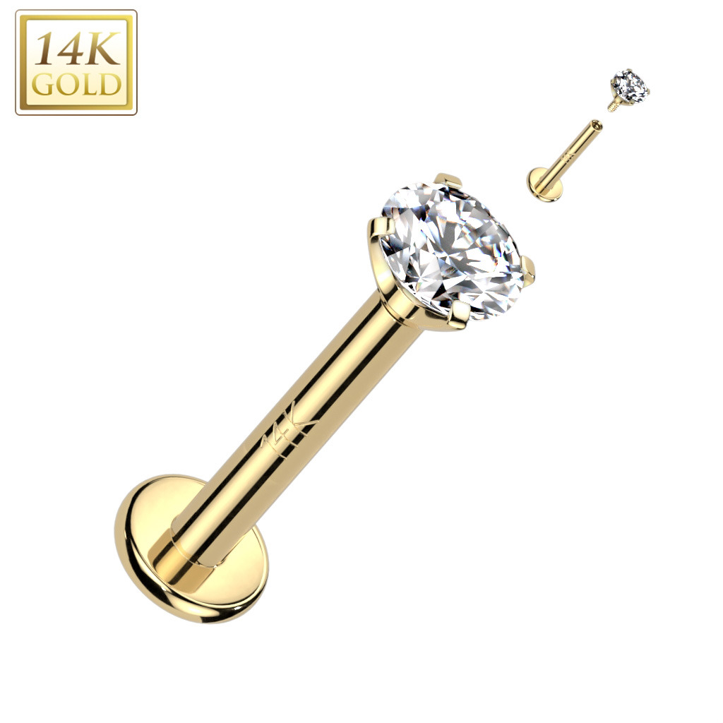 Šperky4U Zlatý piercing do brady - labreta, Au 585/1000 - ZL01245-1208-YG