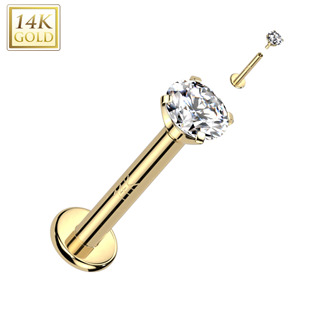 Zlatý piercing do brady - labreta, Au 585/1000