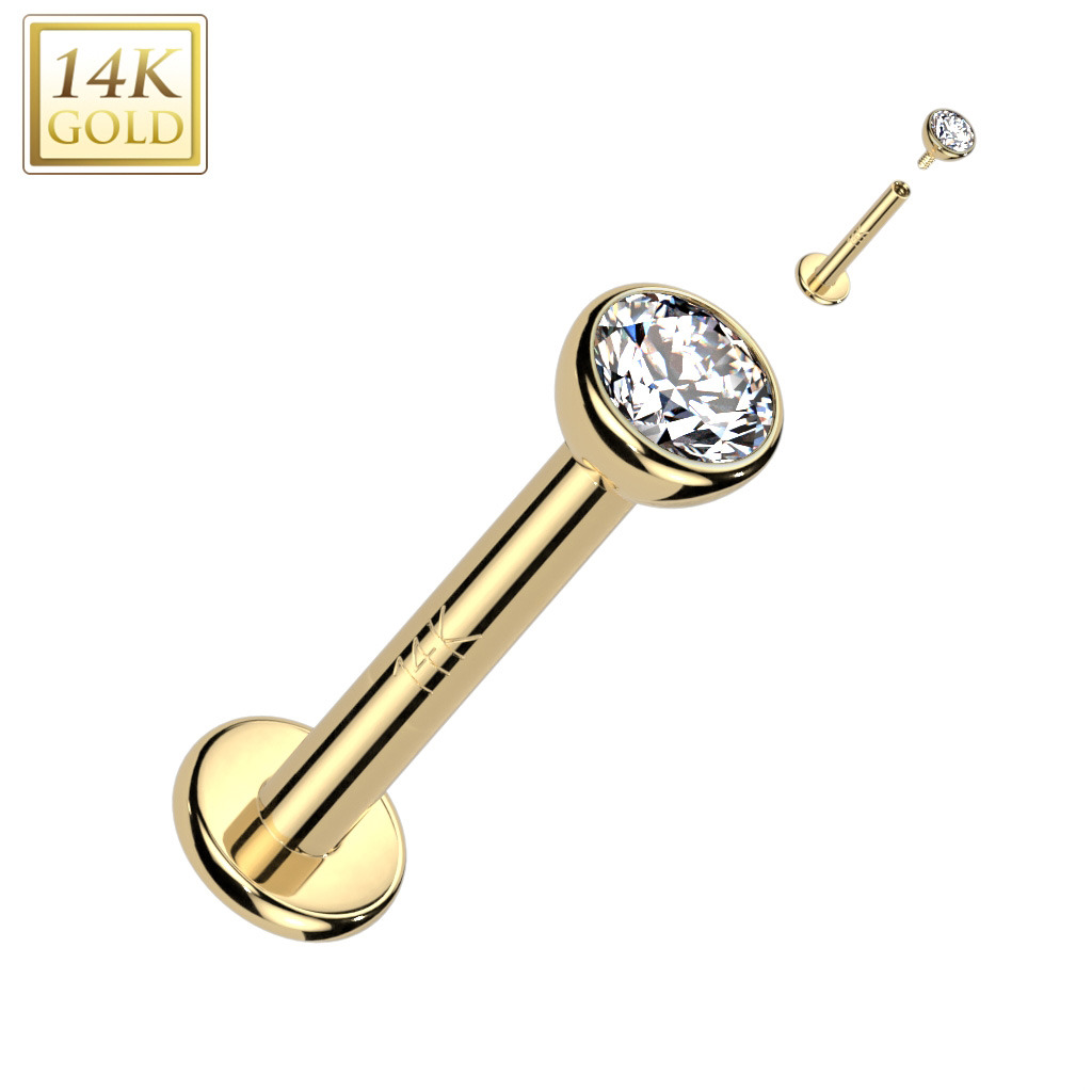 Šperky4U Zlatý piercing do brady - labrreta, Au 585/1000 - ZL01244-1208-YG
