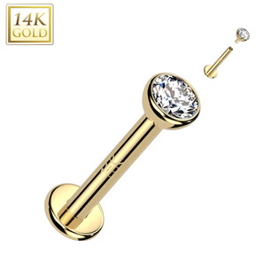 Zlatý piercing do brady - labrreta, Au 585/1000