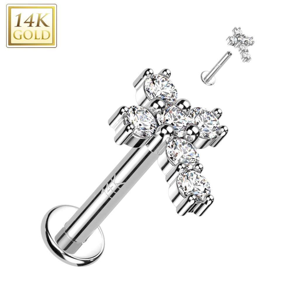 Šperky4U Zlatý piercing do brady - labreta, Au 585/1000 - ZL01249-1206-WG