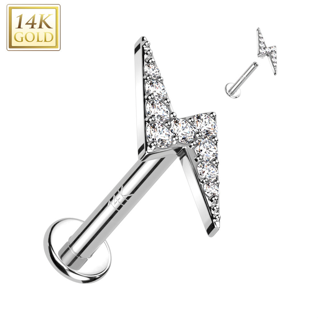 Šperky4U Zlatý piercing do brady - labreta, Au 585/1000 - ZL01251-1206-WG