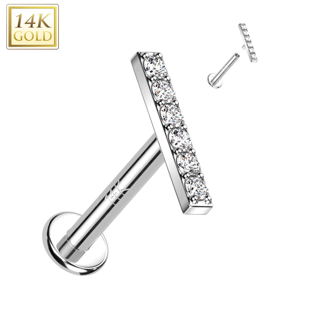 Šperky4U Zlatý piercing do brady - labreta, Au 585/1000 - ZL01250-1206-WG