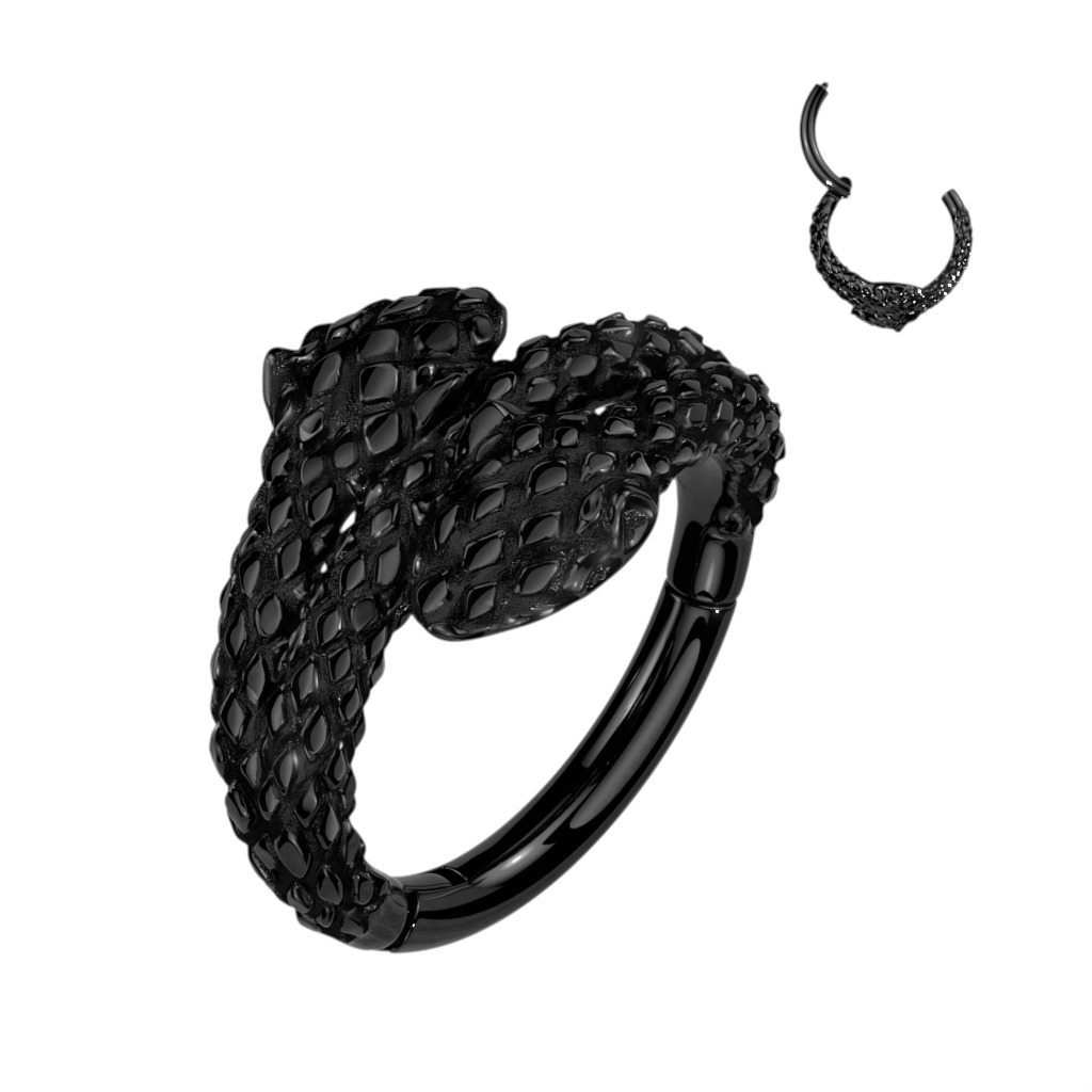 Šperky4U Černý ocelový kruh - helix / cartilage piercing had - SG112K-1208