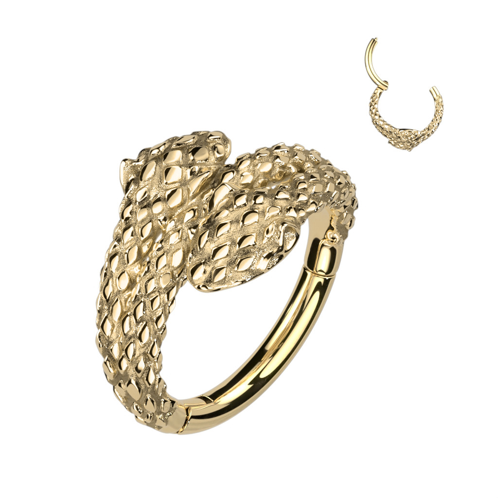 Šperky4U Zlacený ocelový kruh - helix / cartilage piercing had - SG112GD-1208