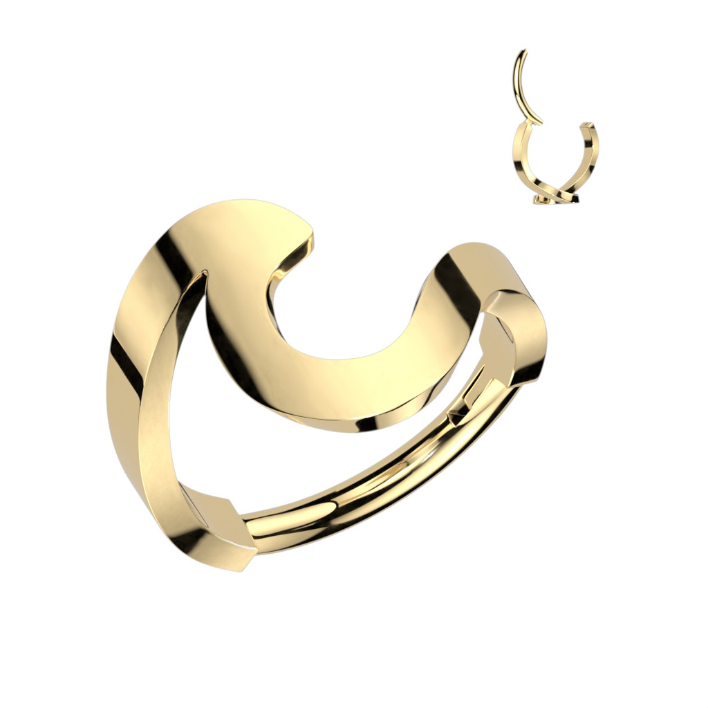 Šperky4U Zlacený ocelový kruh - helix / cartilage piercing - SG111GD-1208