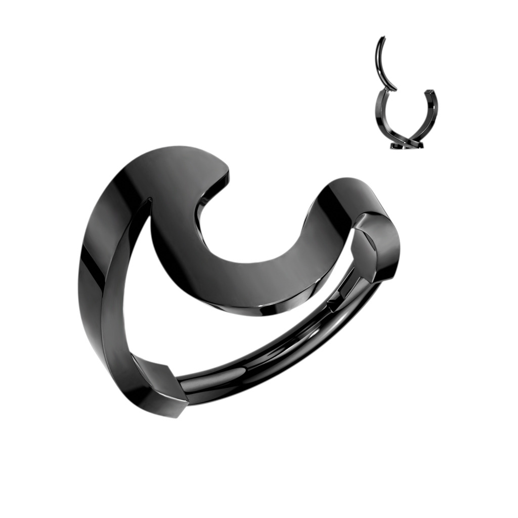 Šperky4U Černý ocelový kruh - helix / cartilage piercing - SG111K-1210