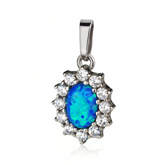 Šperky4U Stříbrný přívěšek s modrým opálem - ZB35705-OP05