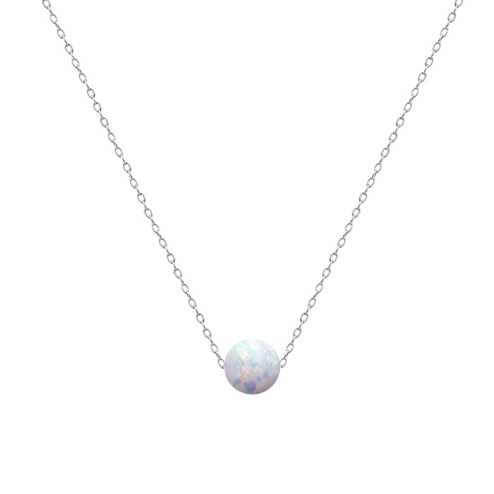 Oceľový náhrdelník s opál - gulička 6 mm