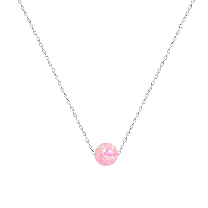 NUBIS® Ocelový náhrdelník s opálem - kulička 6 mm - NBP61-OP08