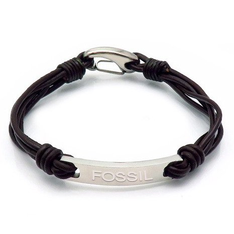 Šperky4U Černý kožený náramek FOSSIL - NR1287-K