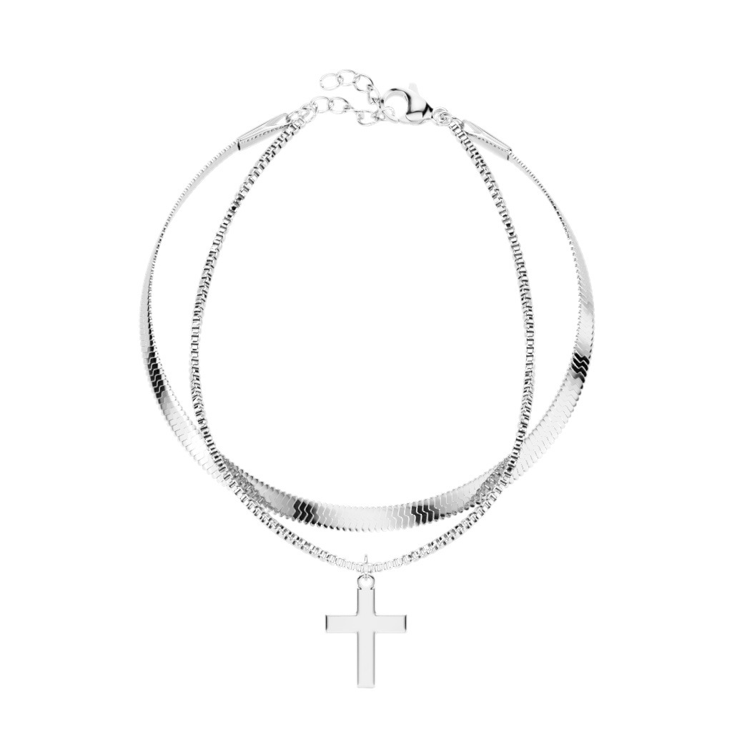 Šperky4U Ocelový náramek s křížem - OPA1764-ST