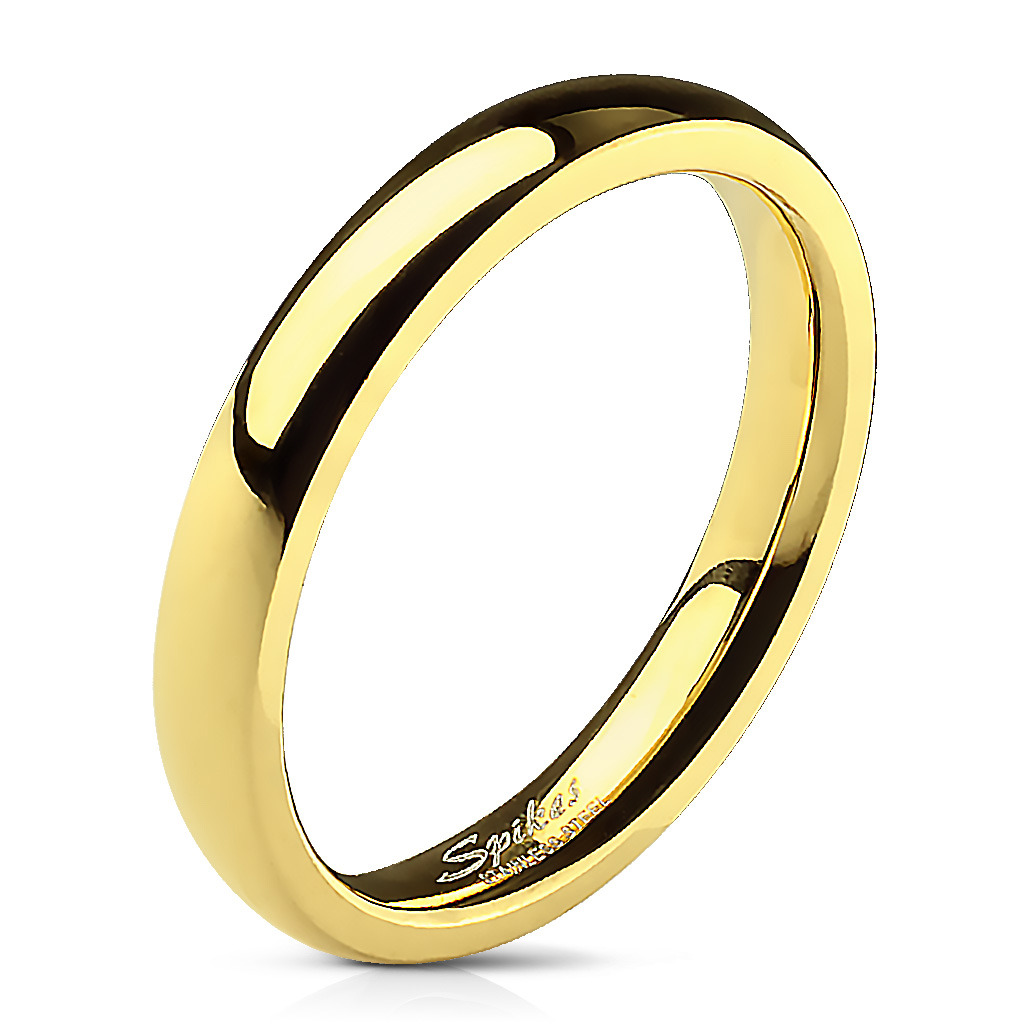 Šperky4U Ocelový prsten pozlacený, š. 3 mm - velikost 49 - OPR1495-3-49