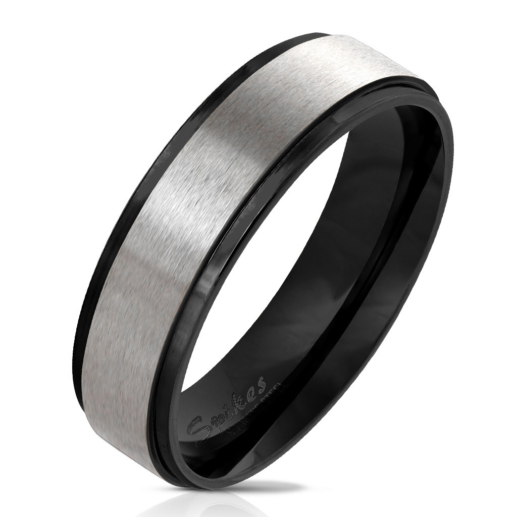 Šperky4U OPR0076 Pánský černý ocelový prsten - velikost 57 - OPR0076-6-57