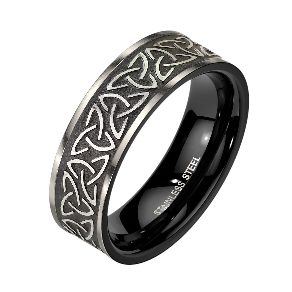 Šperky4U Pánský ocelový prsten TRIQUETRA - velikost 62 - OPR1911-62