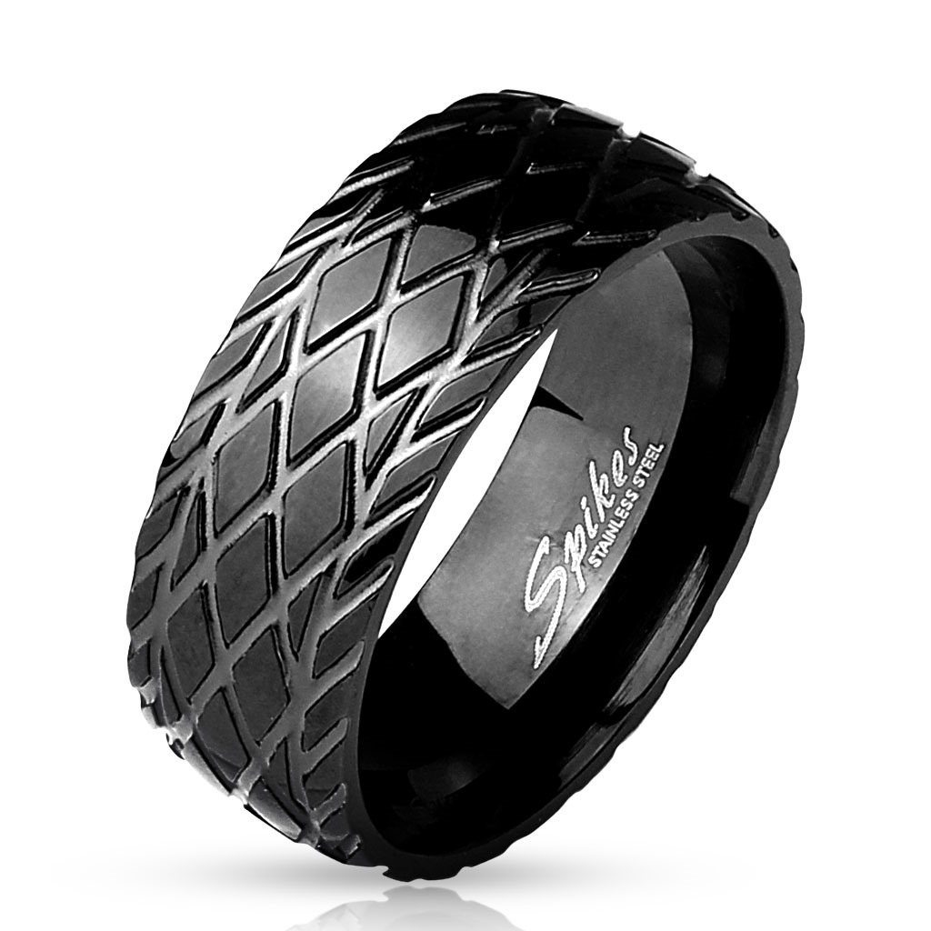 Oceľový prsteň dekor pneumatika