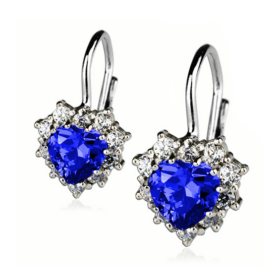 Šperky4U Stříbrné náušnice srdíčka, čiré + modré zirkony - ZB53751-CB