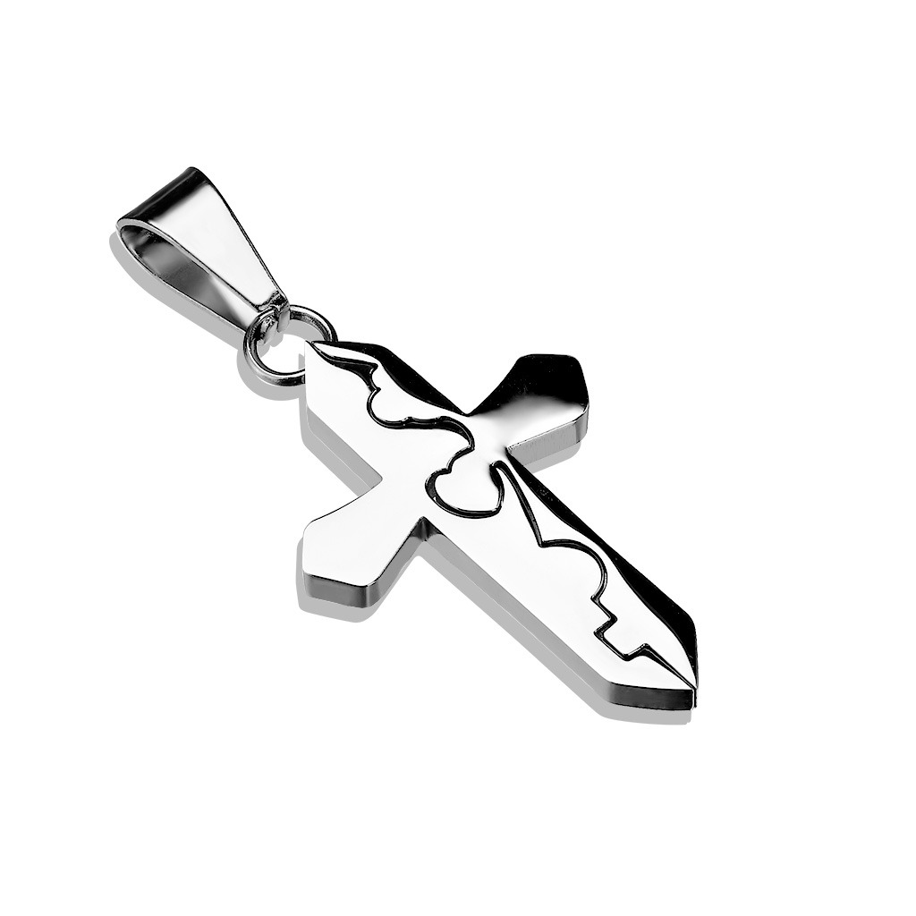 Šperky4U Ocelový přívěšek kříž - OPP1797