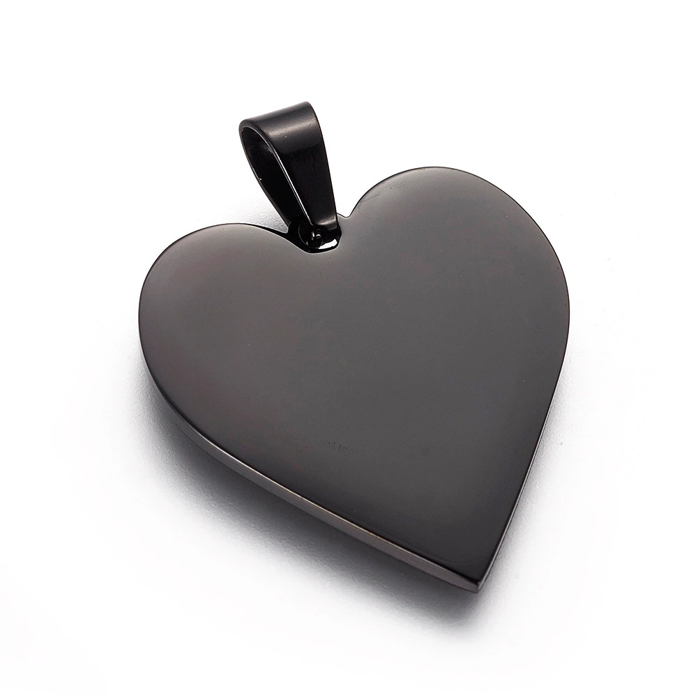 Šperky4U Černý ocelový přívěšek srdce - DR1323-K