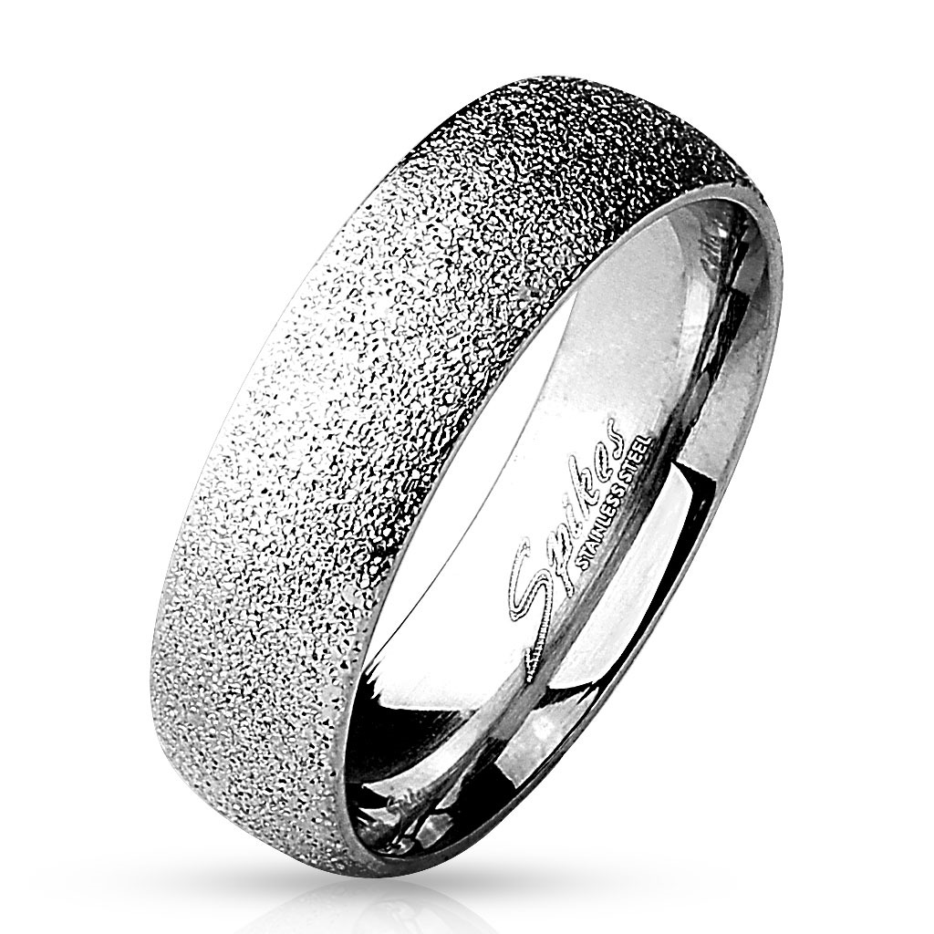 Oceľový prsteň pieskovaný, šírka 6 mm