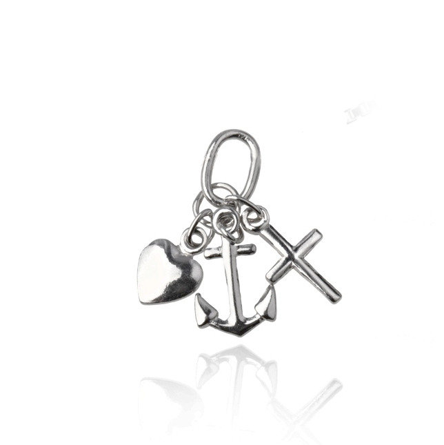 Šperky4U Stříbrný přívěšek - křížek + kotva + srdíčko - ZB51089