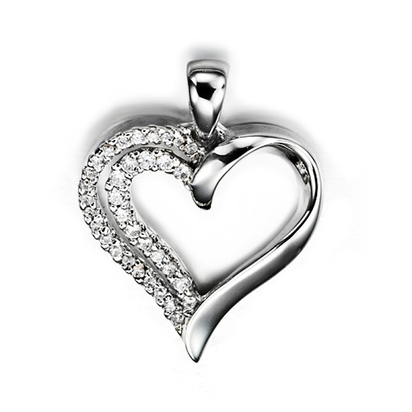 Šperky4U Stříbrný přívěšek srdce se zirkony - ZB81200