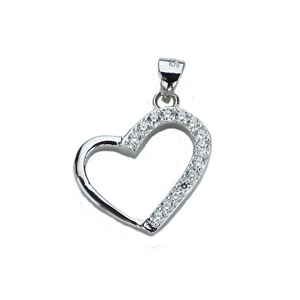 Šperky4U Stříbrný přívěšek srdce se zirkony - ZB81785