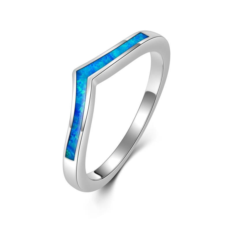 NUBIS® Stříbrný prsten s modrým opálem, vel. 50 - velikost 51 - NB910-OP05-50